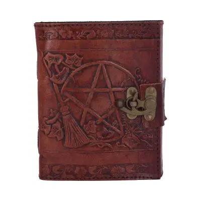 Figurine leather diary embossed pent/broom lock